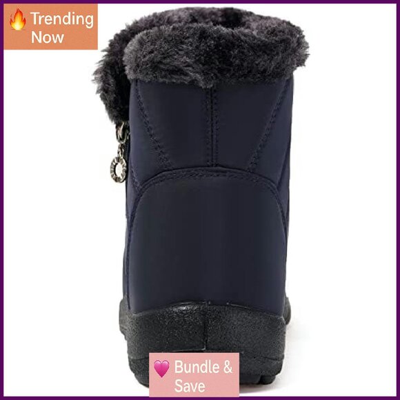 Women's Winter Ankle Boots Water Resistant Fur Lined Zip Flat Sneakers - Picture 7 of 8